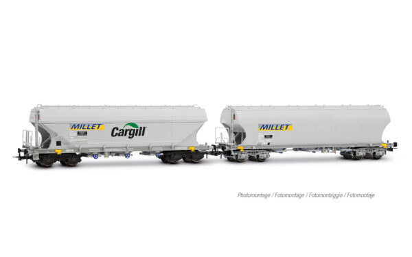 SNCF 2-teiliges Set Getreidesilowagen MILLET  grau  Ep. VI