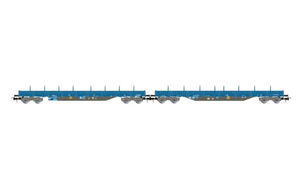 Press 2-teiliges  Set 4-achsiger Rungenwagen Res  blau  Ep. VI