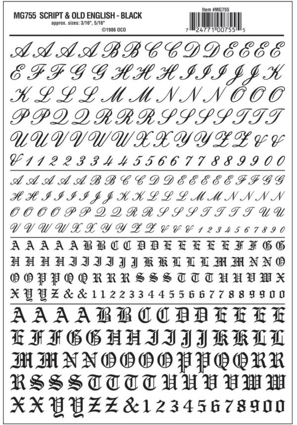 Buchstaben + Zahlen  Altengl. + Schreibschr.