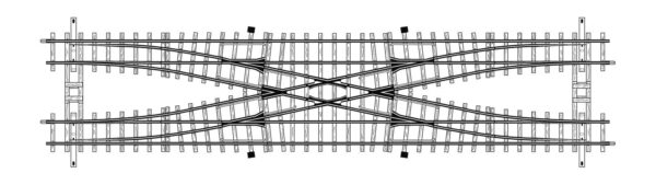 H0m 12° doppelte Gleisverbindung, 1 x 4217000, 2 x 4208000, 2 x 4209 000